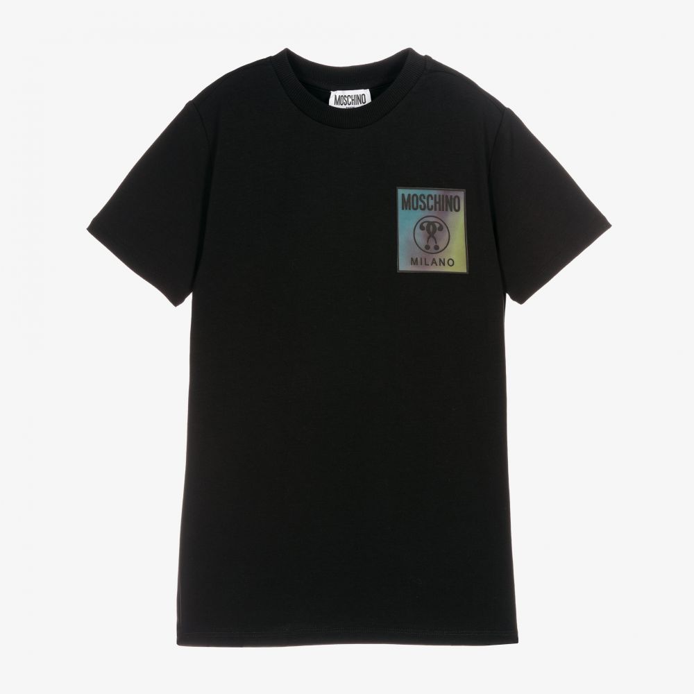 Moschino Kid-Teen - T-shirt noir hologramme Ado | Childrensalon