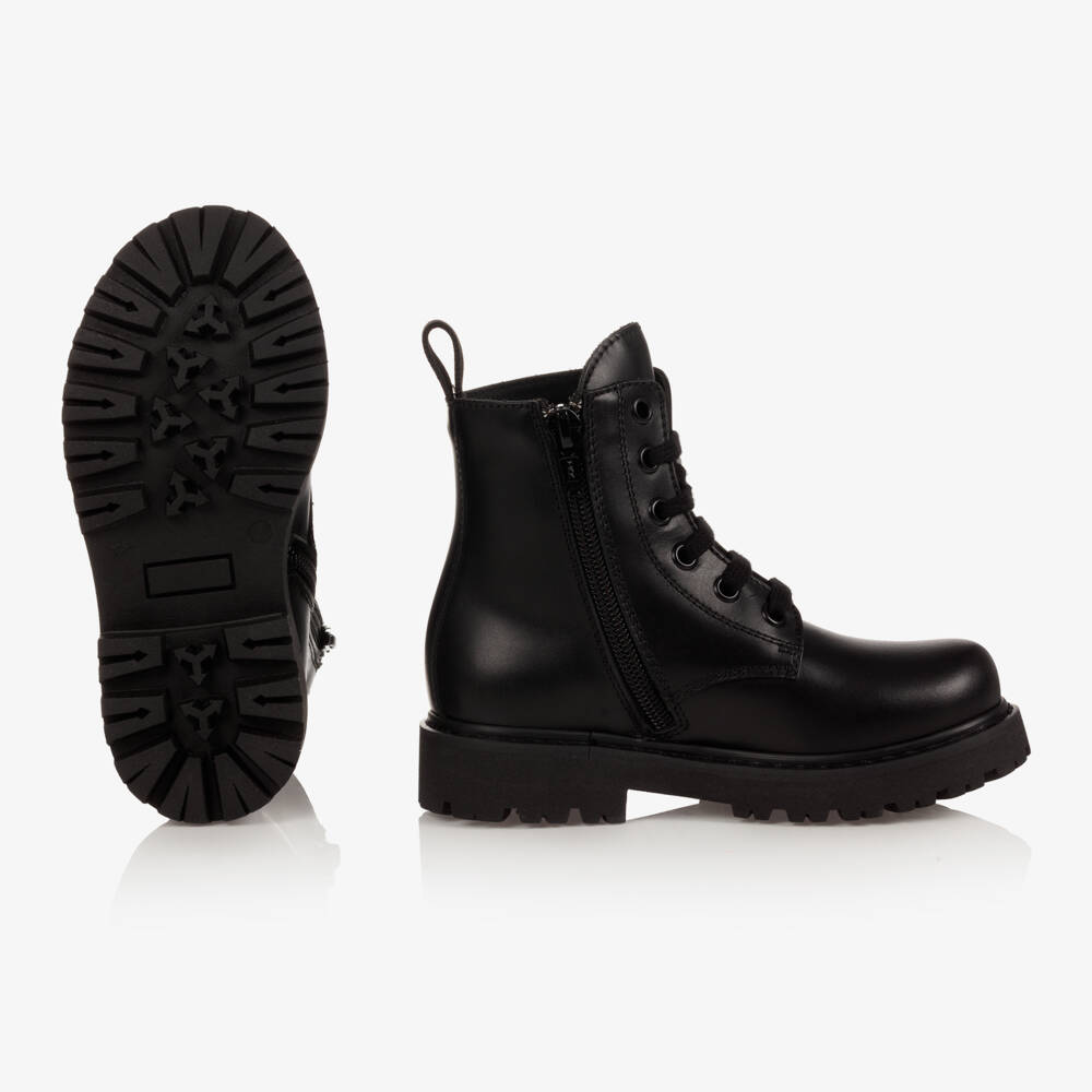 Moschino Kid-Teen-Teen Black Leather Teddy Bear Boots | Childrensalon Outlet