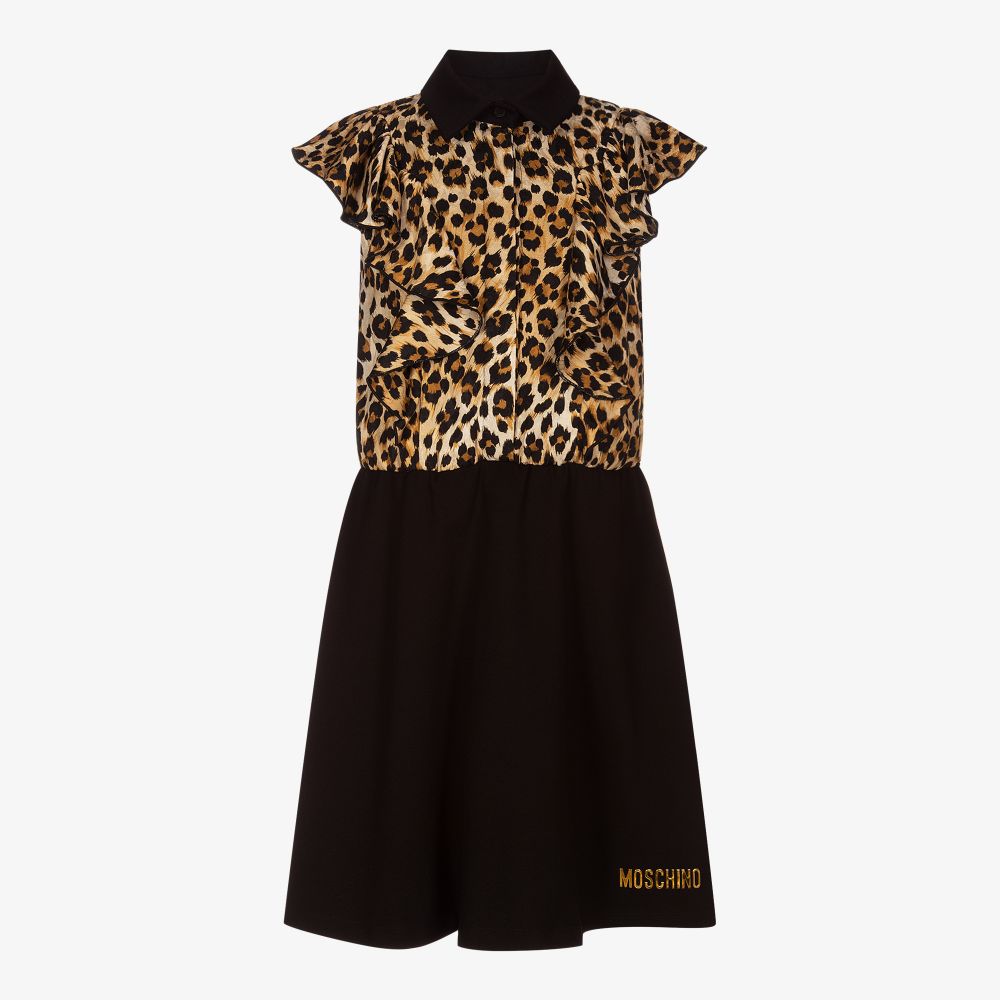 Moschino Kid-Teen - Teen Black Leopard Print Dress | Childrensalon