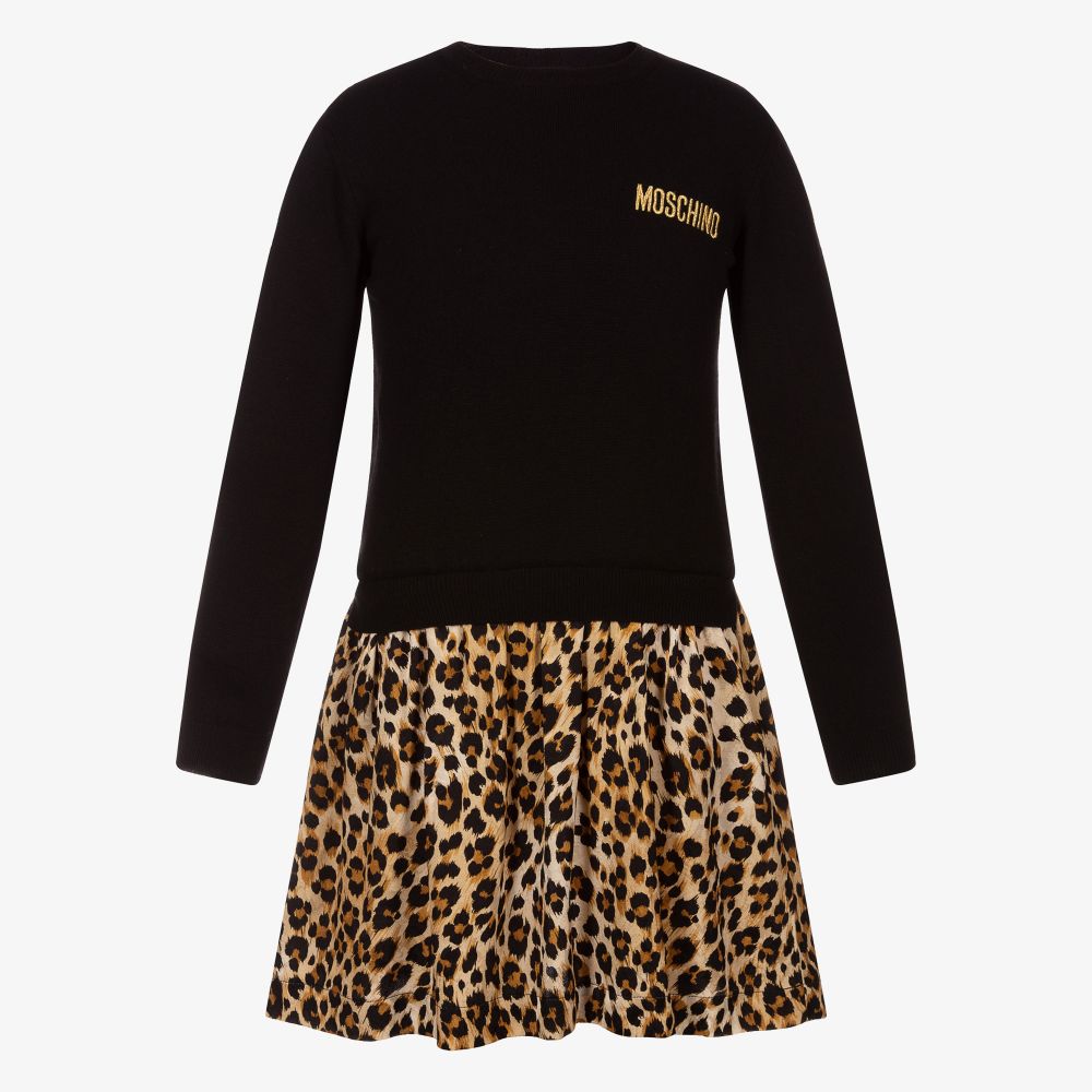 Moschino Kid-Teen - Teen Black Leopard Print Dress | Childrensalon