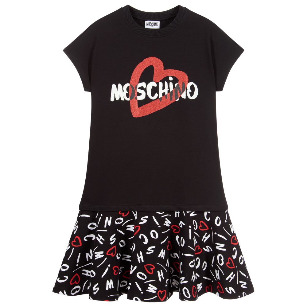 Moschino Kid-Teen - Черное платье с логотипом для подростков | Childrensalon