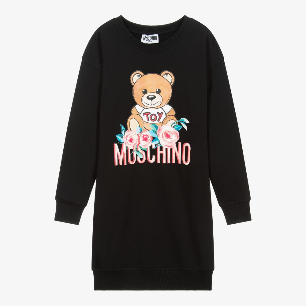 Moschino Kid-Teen - فستان تينز قطن جيرسي لون أسود | Childrensalon