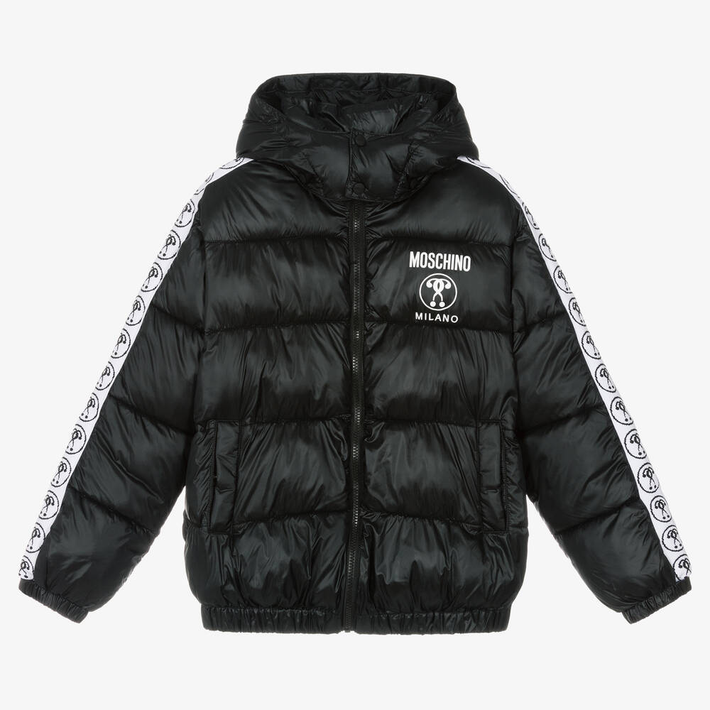 Moschino Kid-Teen - Teen Black Logo Puffer Jacket | Childrensalon