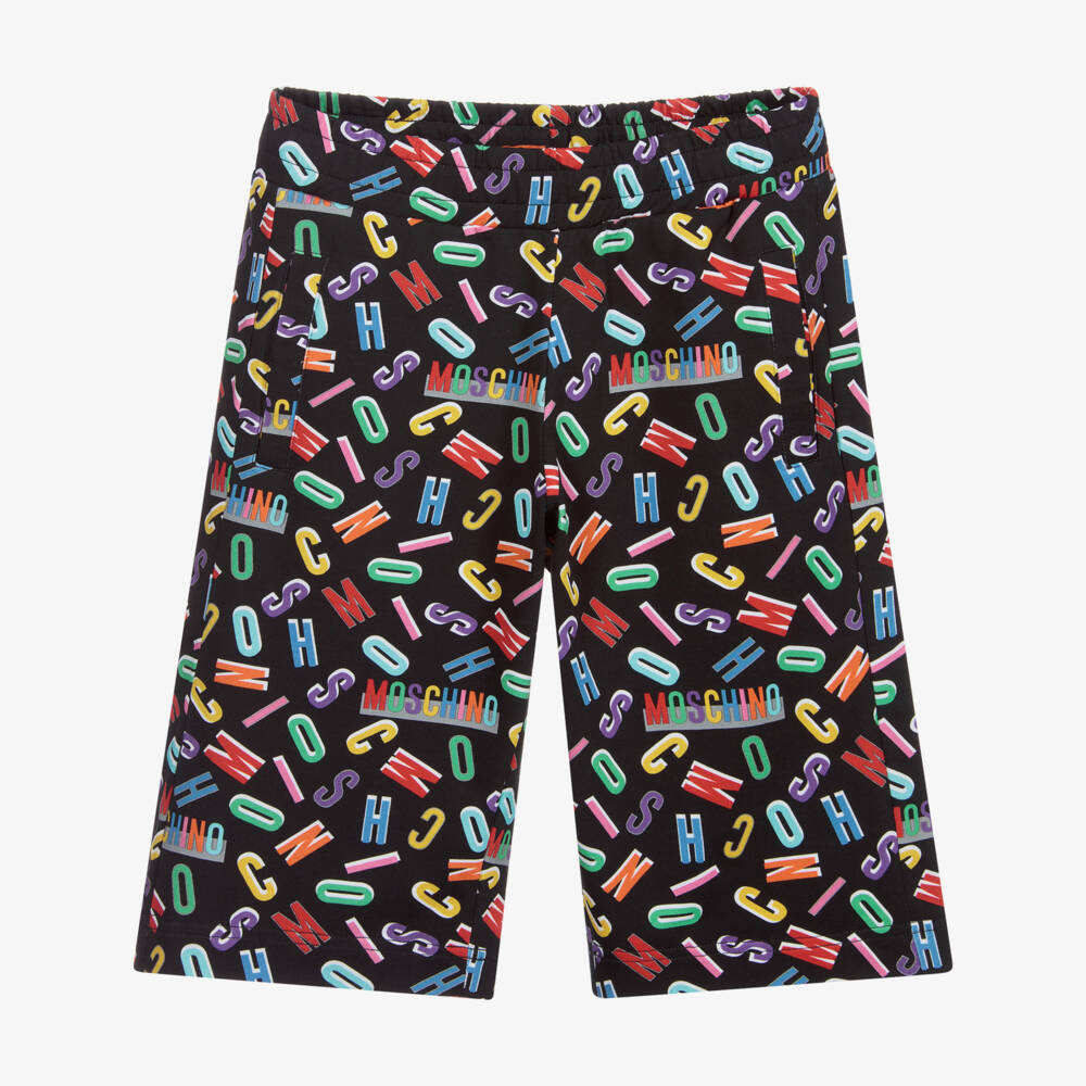 Moschino Kid-Teen-Teen Black Logo Shorts | Childrensalon Outlet
