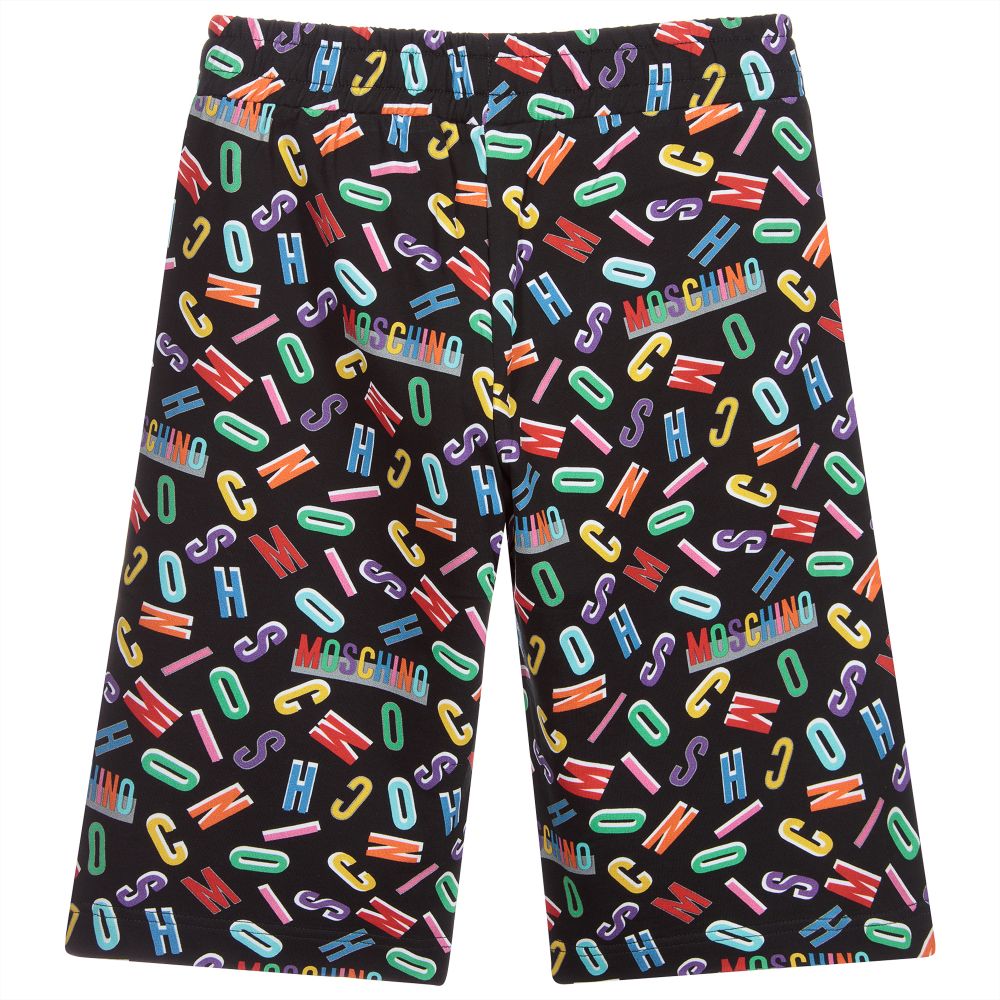 Moschino Kid-Teen-Teen Black Logo Shorts | Childrensalon Outlet