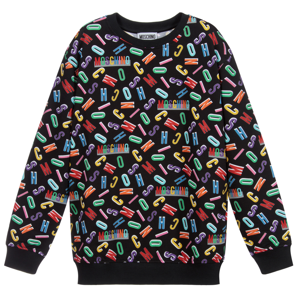 Moschino Kid-Teen - Sweat noir à logo Ado | Childrensalon