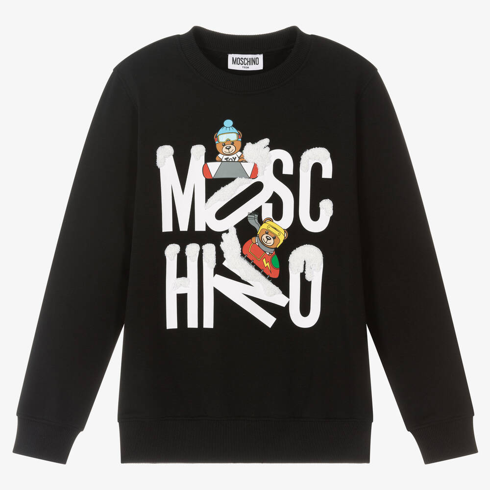 Moschino Kid-Teen - سويتشيرت تينز قطن جيرسي لون أسود | Childrensalon