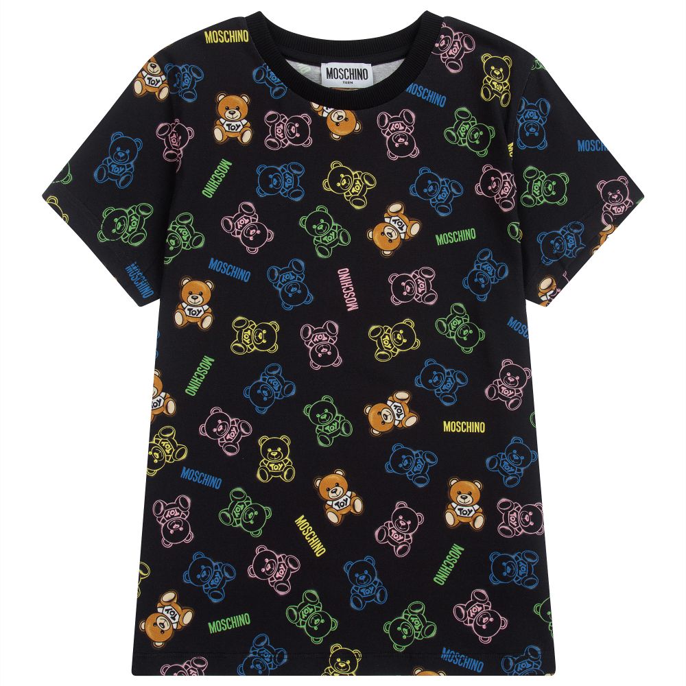 Moschino Kid-Teen-Teen Black Logo T-Shirt | Childrensalon Outlet