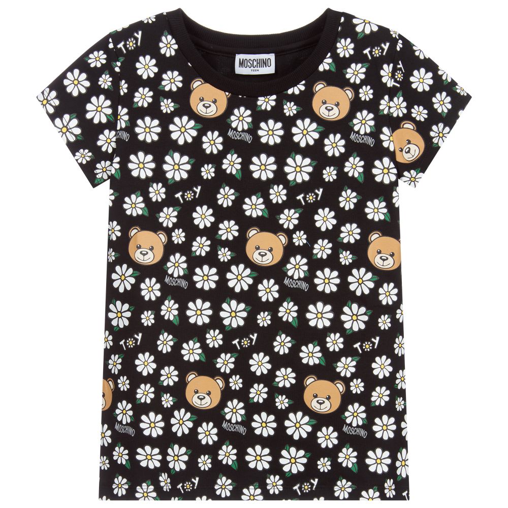 Moschino Kid-Teen-Teen Black Logo T-Shirt | Childrensalon Outlet