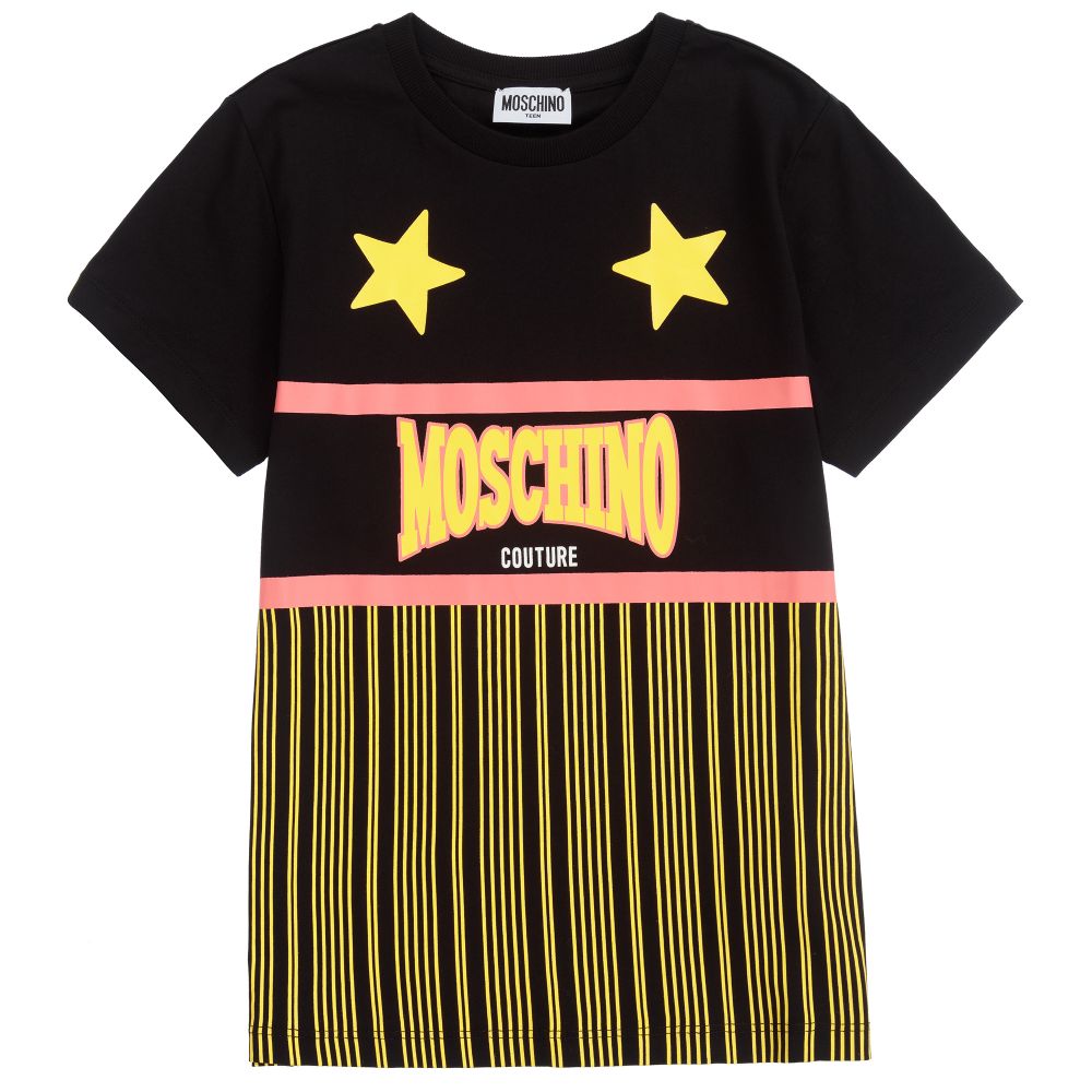 Moschino Kid-Teen - تيشيرت قطن لون أسود، أصفر وزهري | Childrensalon