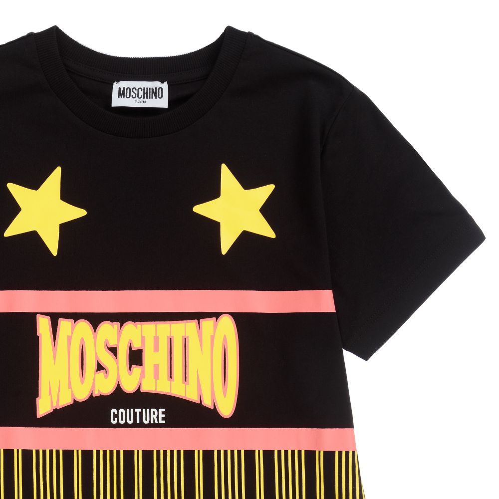 Moschino Кид-Тин-Черная футболка с логотипом для подростков | Childrensalon Outlet