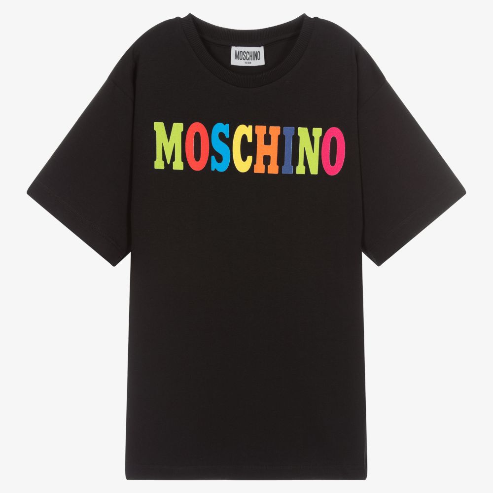 Moschino Kid-Teen - Черная футболка для подростков | Childrensalon