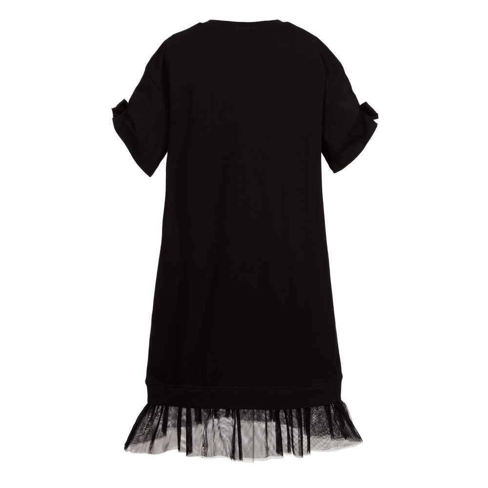 Moschino Kid-Teen-Teen Black Logo T-Shirt Dress | Childrensalon Outlet