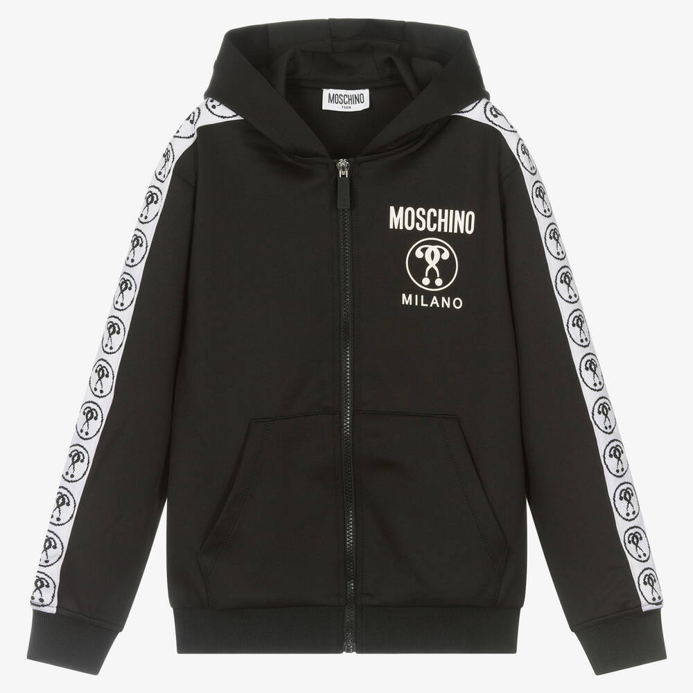 Moschino Kid-Teen - Teen Black Logo Zip-Up Top | Childrensalon