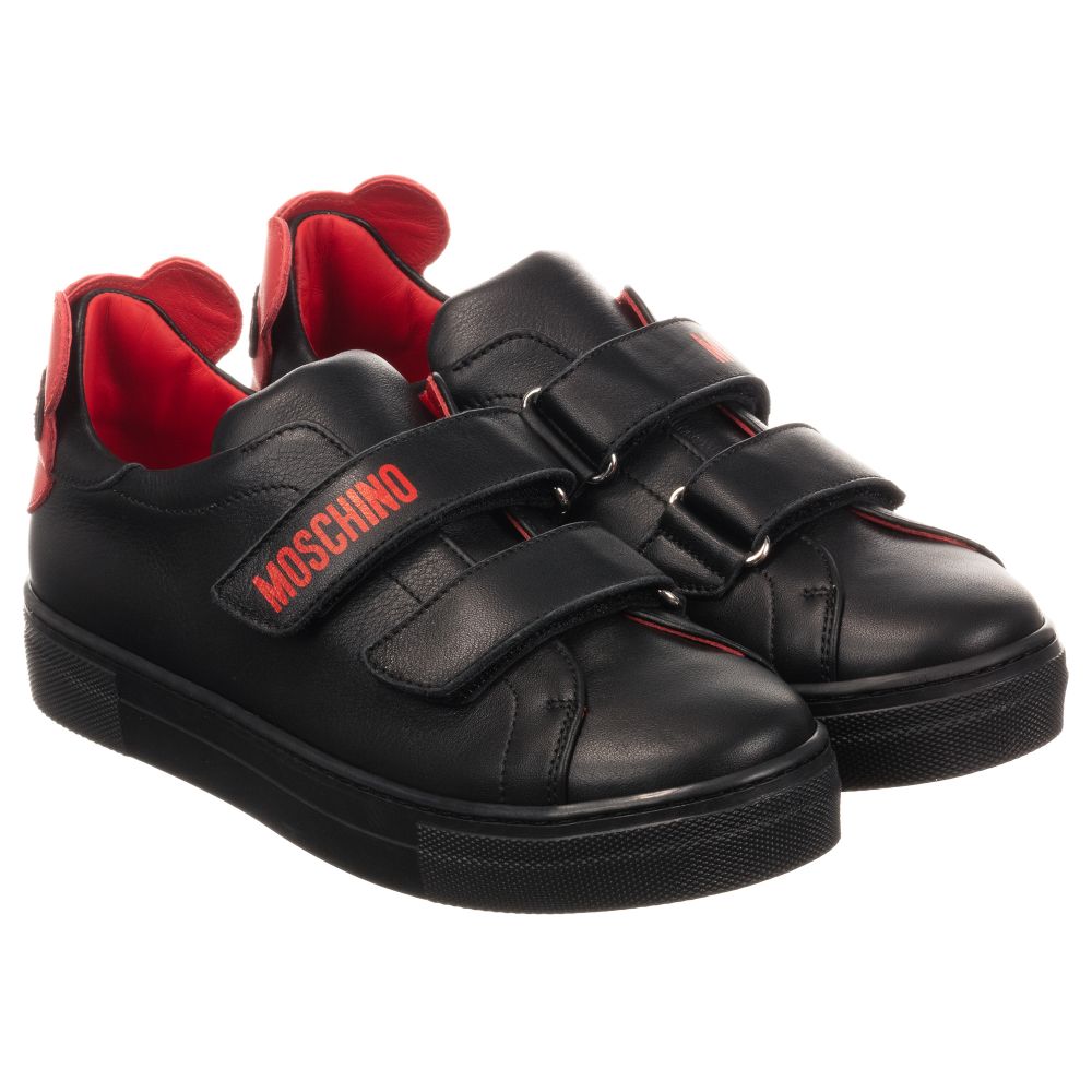 Moschino Kid-Teen - Teen Black & Red Logo Trainers | Childrensalon