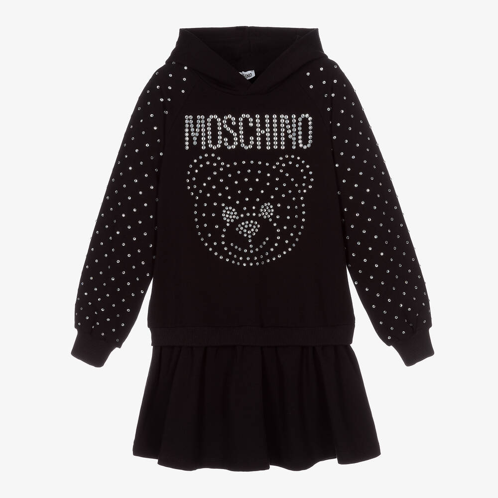 Moschino Kid-Teen - Schwarzes Teen Kleid mit Strass | Childrensalon