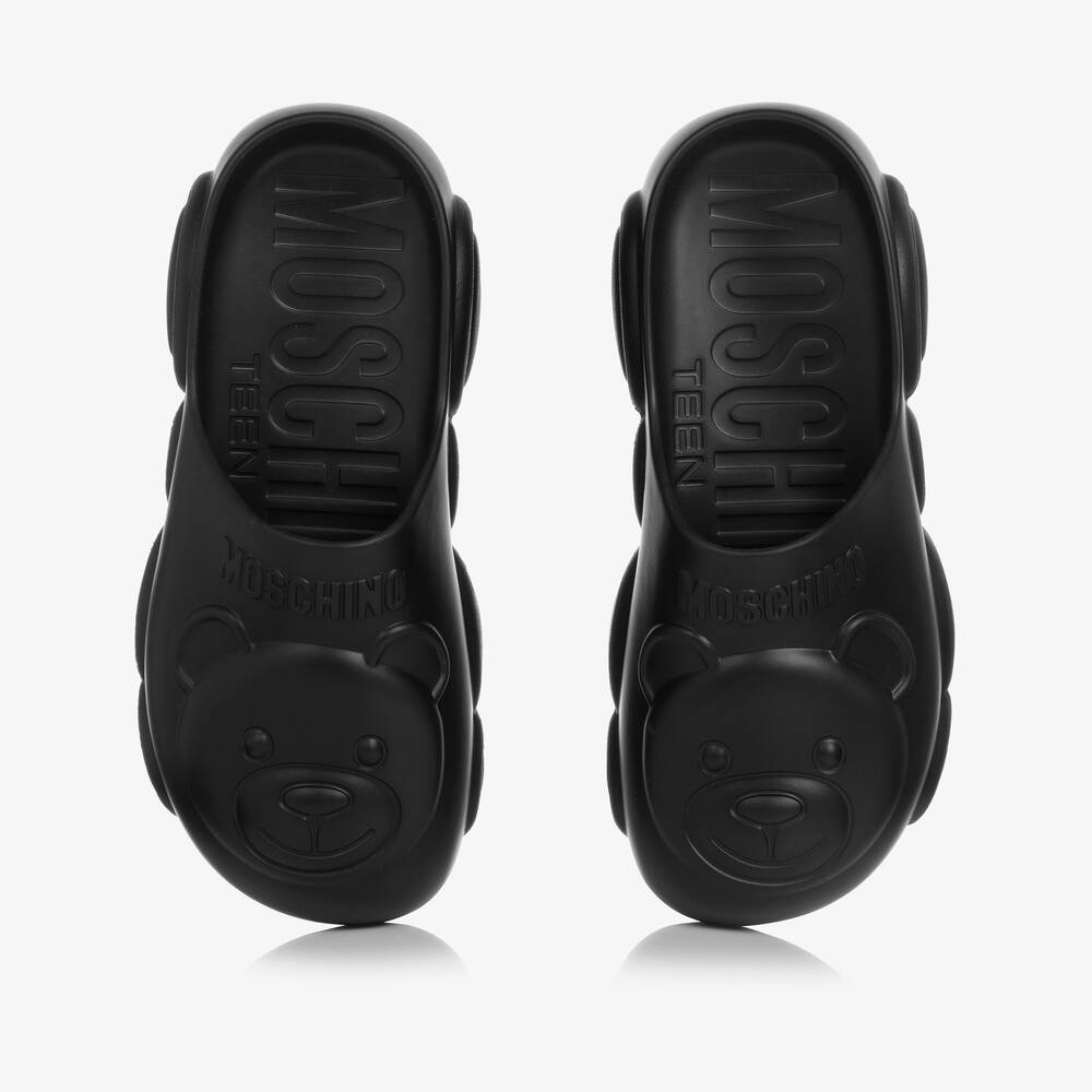 Moschino Кид-Тин-Черные сабо в форме медвежат для подростков | Childrensalon Outlet