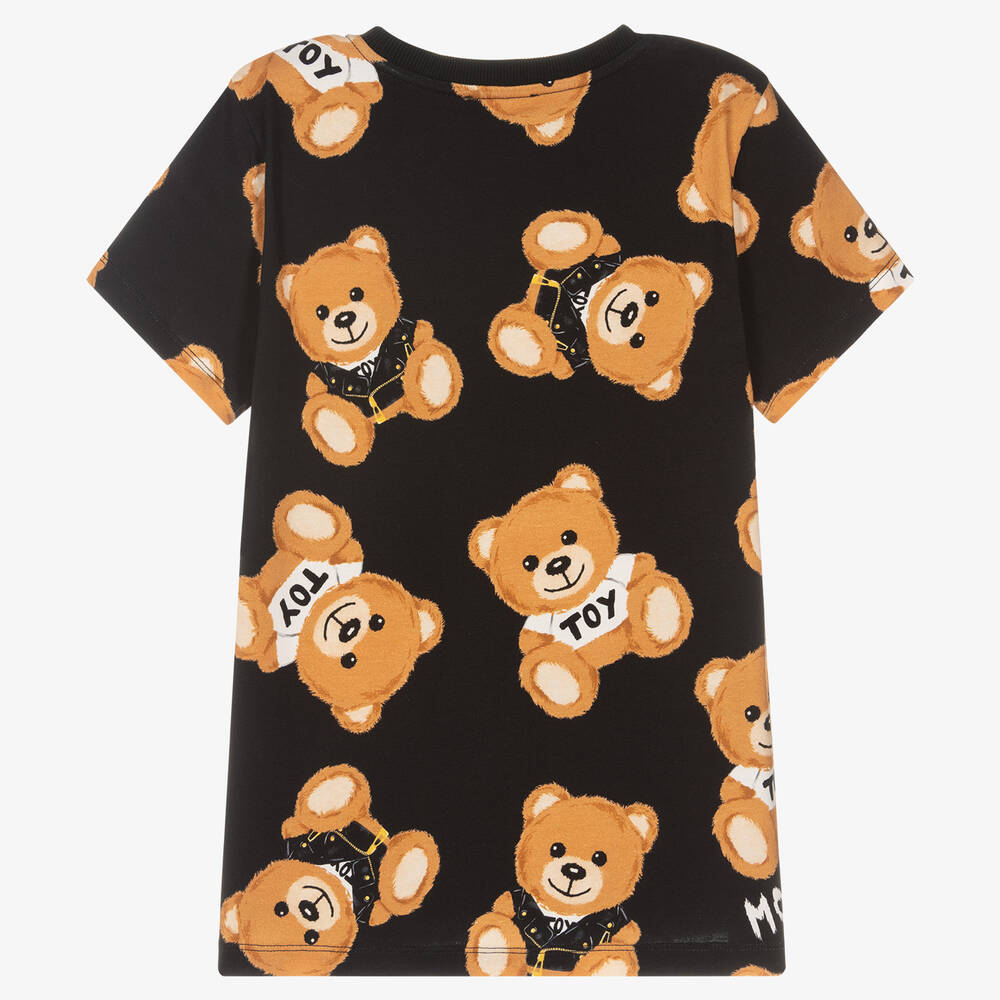 Moschino Кид-Тин-Черная футболка с медвежатами для подростков | Childrensalon Outlet