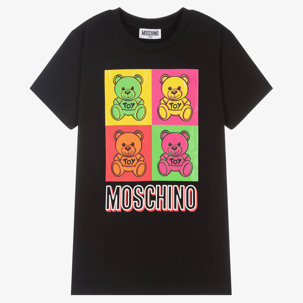 Moschino Kid-Teen - Schwarzes Teen T-Shirt mit Teddy-Motiv | Childrensalon