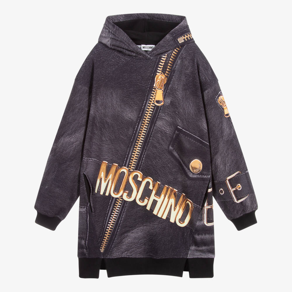 Moschino Kid-Teen-Teen Black Zipped Logo Dress | Childrensalon Outlet