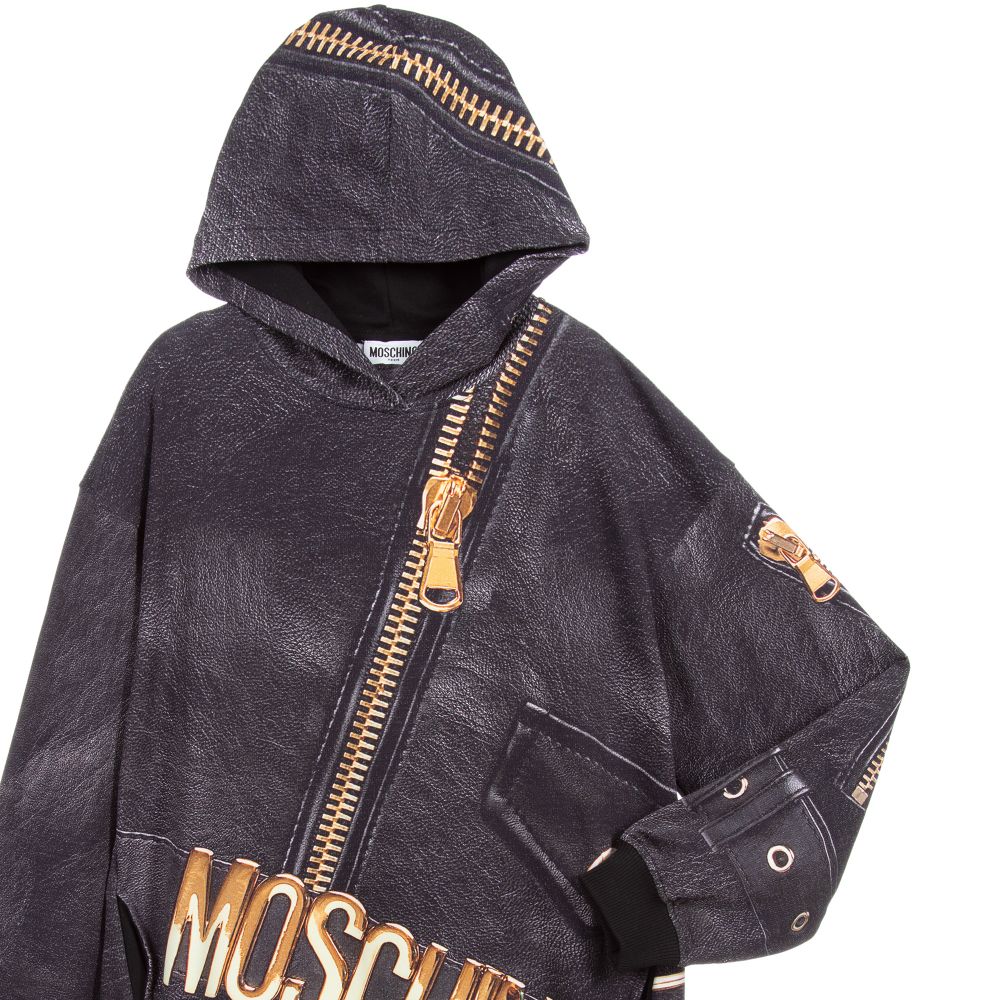 Moschino Kid-Teen-Teen Black Zipped Logo Dress | Childrensalon Outlet