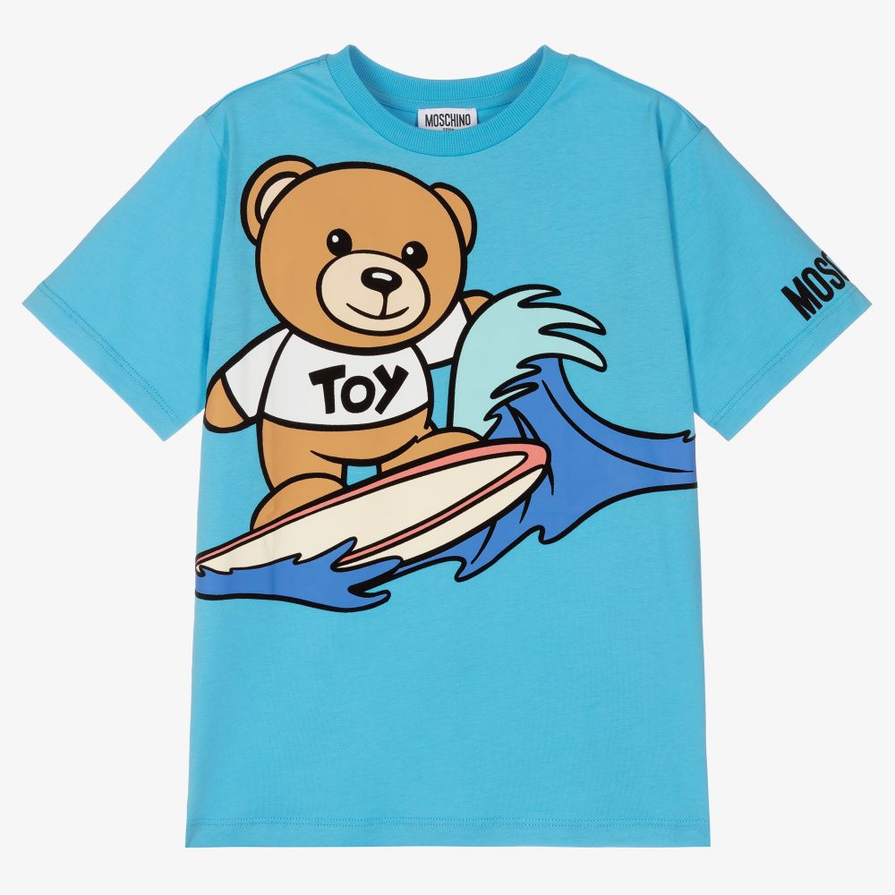 Moschino Kid-Teen - Голубая футболка с медвежонком для подростков | Childrensalon