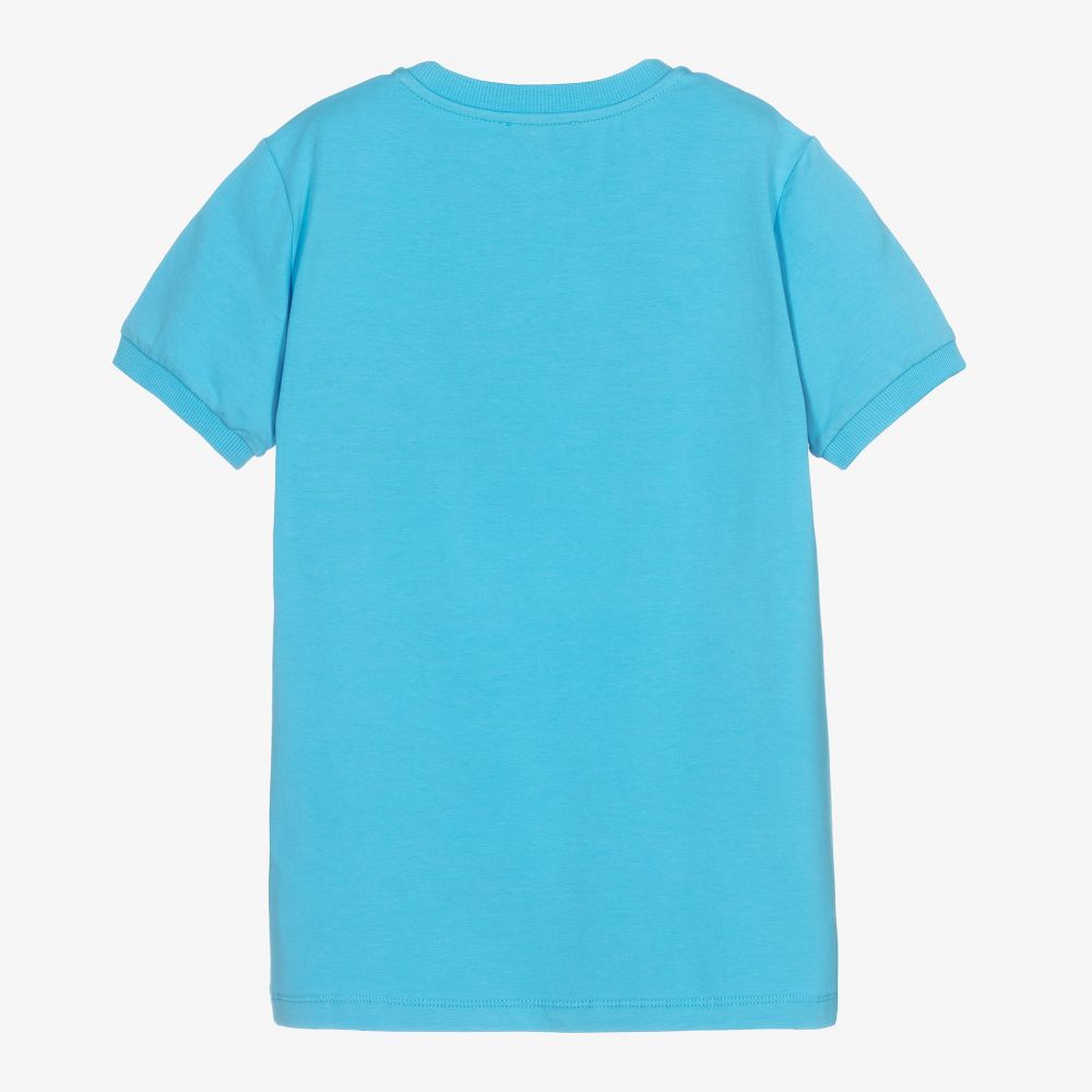 Moschino Kid-Teen-Teen Blue Cotton Logo T-Shirt | Childrensalon Outlet