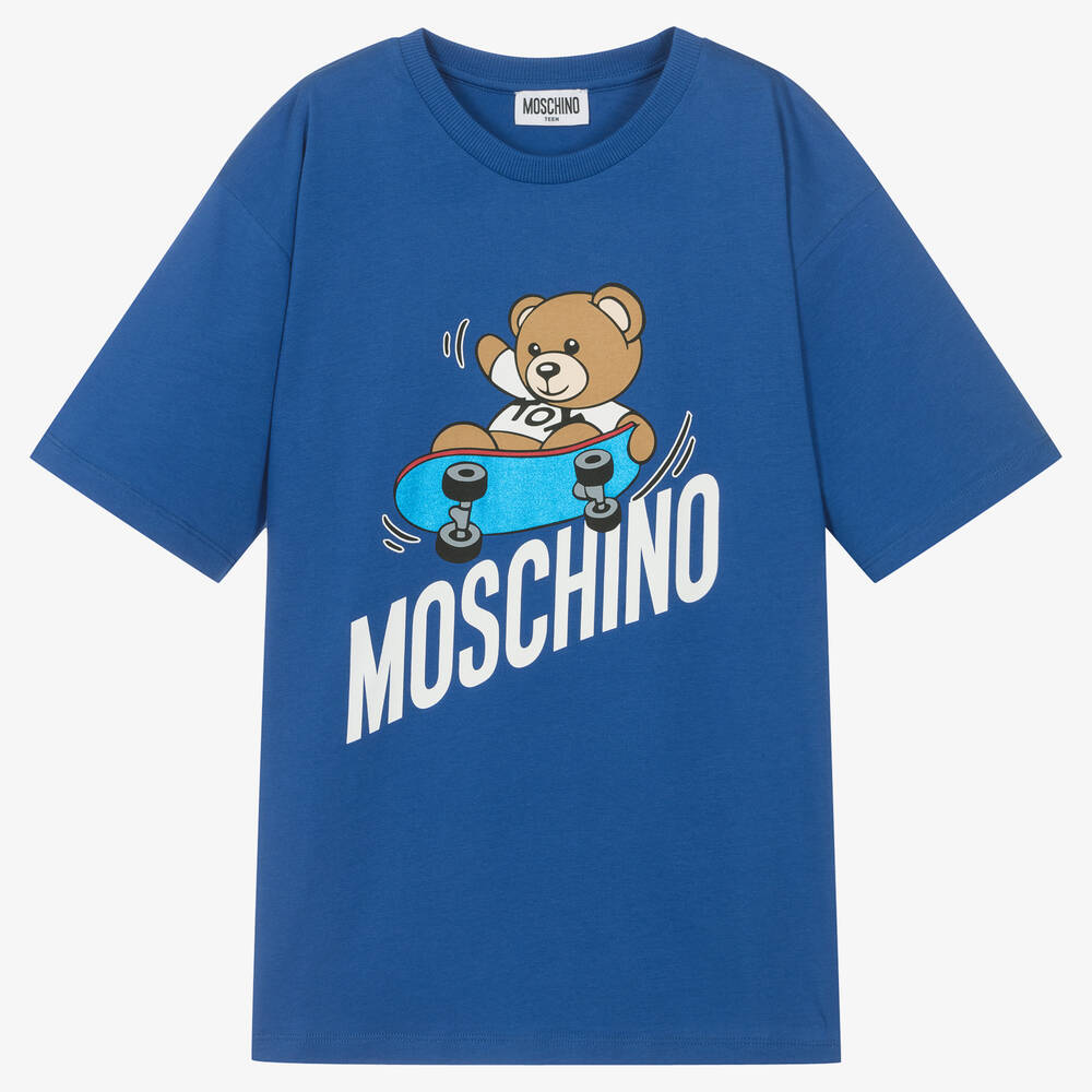 Moschino Kid-Teen-Teen Blue Cotton Skater Bear T-Shirt | Childrensalon Outlet