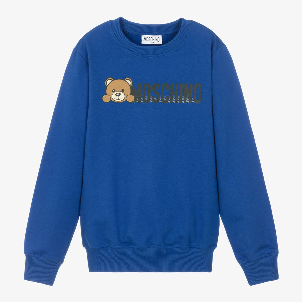 Moschino Kid-Teen - Blaues Teddybär-Baumwoll-Sweatshirt | Childrensalon