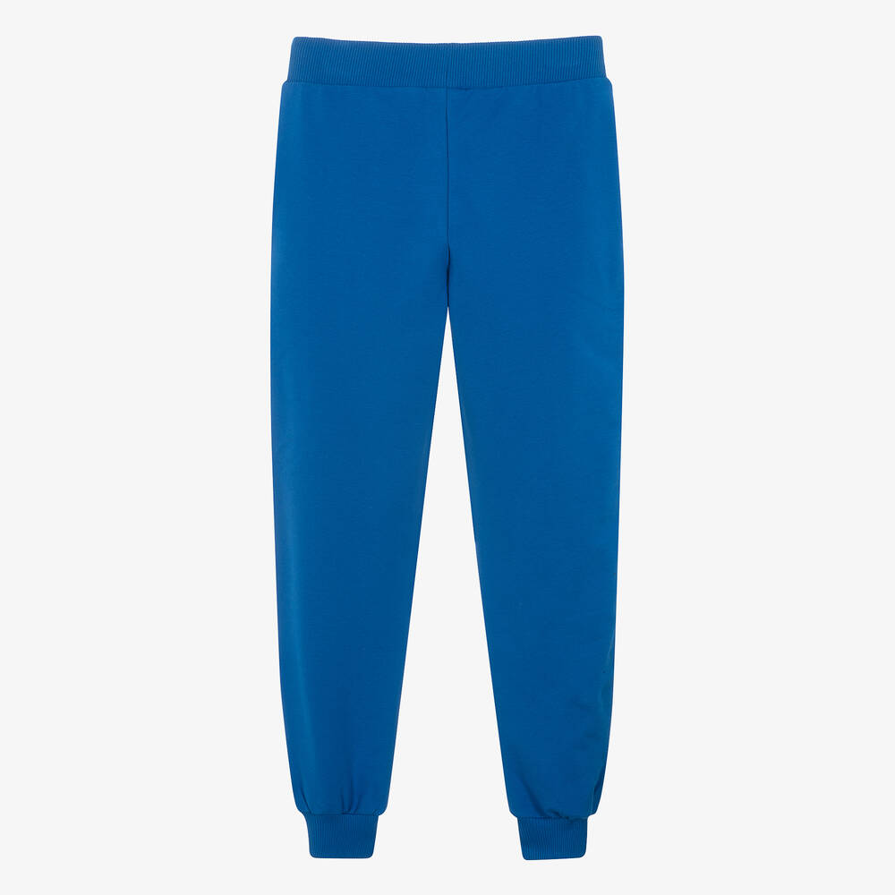 Moschino Кид-Тин-Teen Blue Cotton Teddy Logo Joggers | Childrensalon Outlet