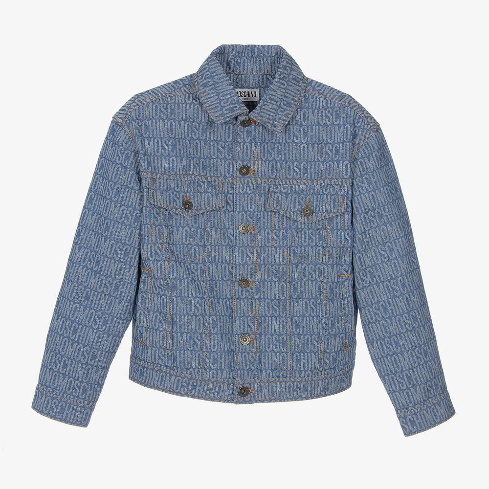 Moschino Kid-Teen-Teen Blue Jacquard Denim Jacket | Childrensalon Outlet