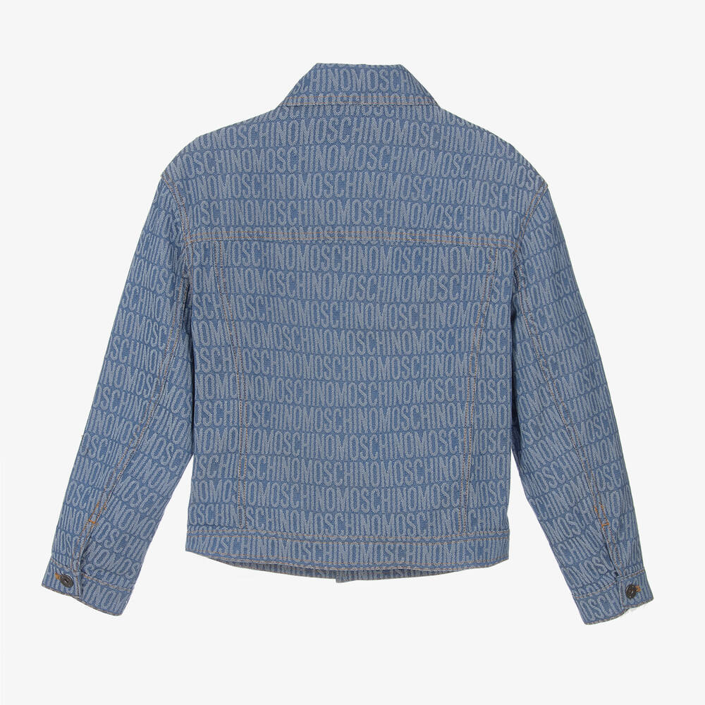 Moschino Kid-Teen-جاكيت جاكارد قطن دنيم لون أزرق | Childrensalon Outlet