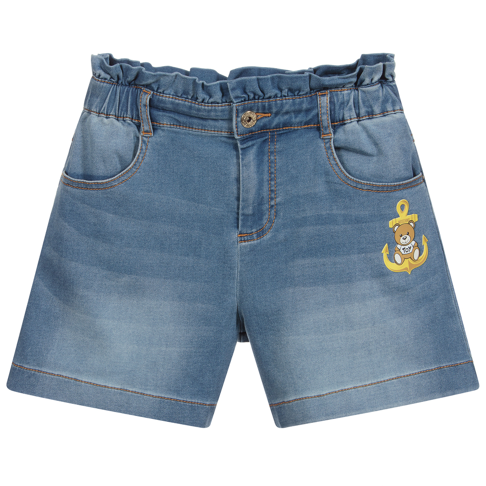 Moschino Kid-Teen - Teen Blue Jersey Logo Shorts | Childrensalon