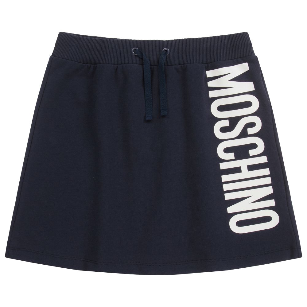Moschino Kid-Teen-تنورة قطن جيرسي لون كحلي وأبيض | Childrensalon Outlet