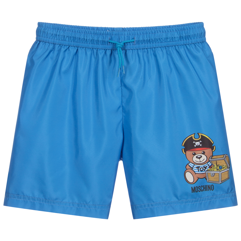 Moschino Kid-Teen - Teen Blue Logo Swim Shorts | Childrensalon