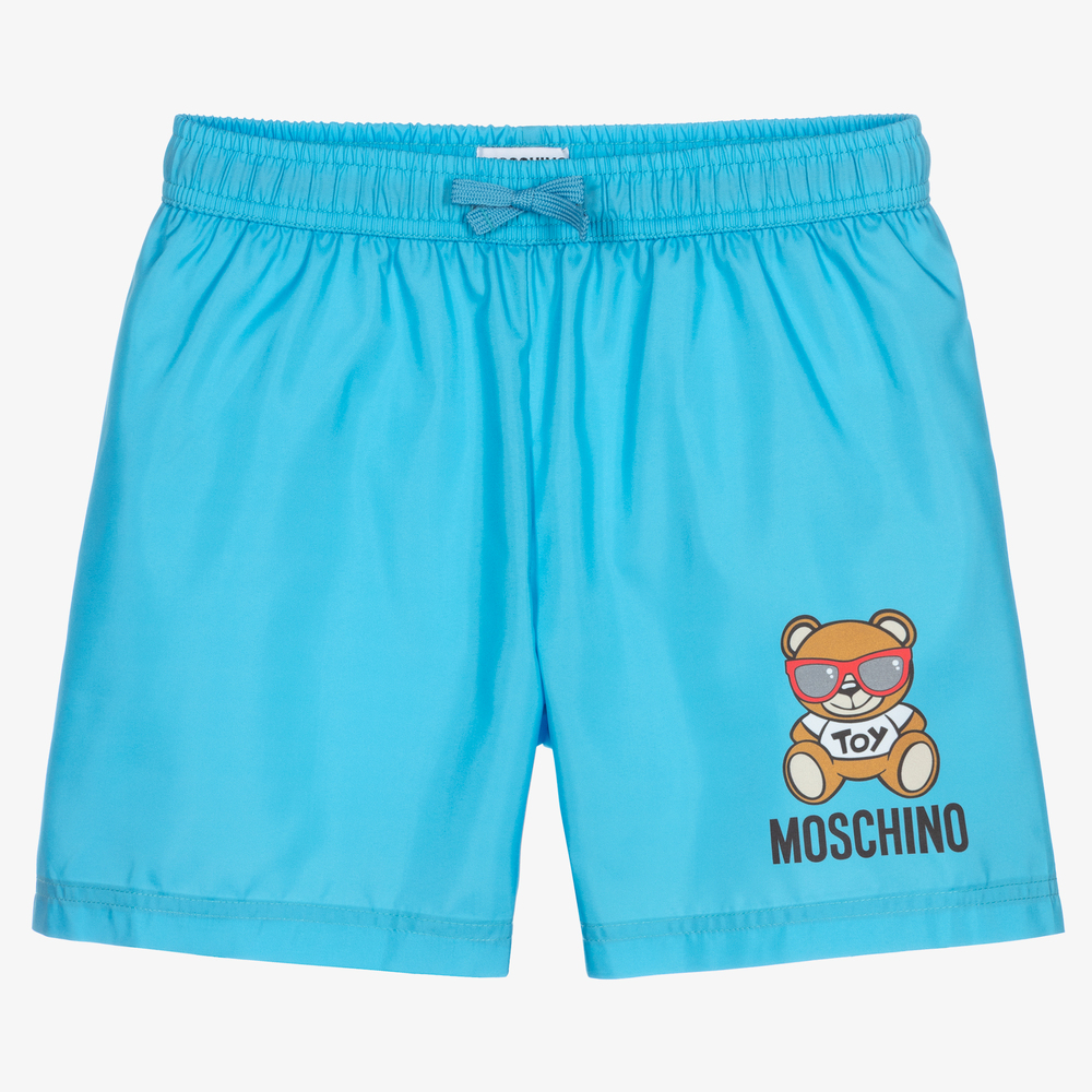 Moschino Kid-Teen - Голубые плавки-шорты для подростков | Childrensalon