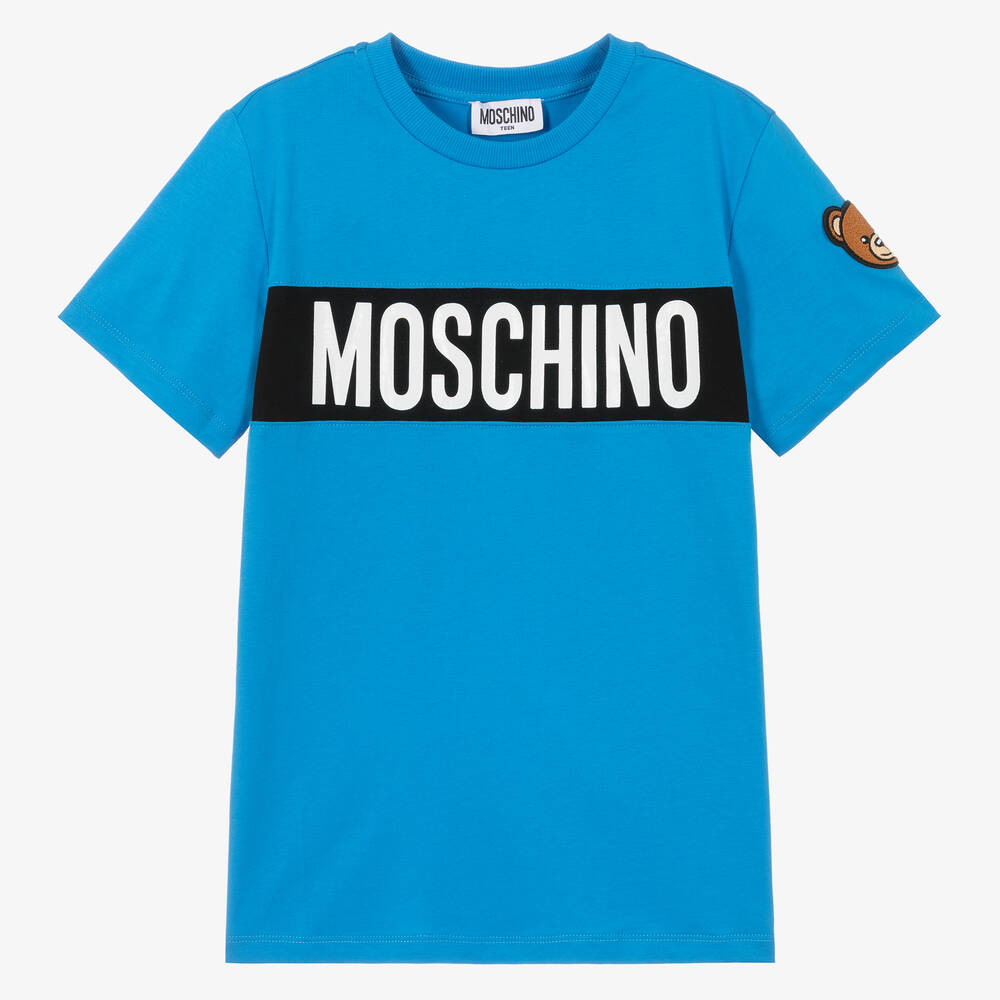 Moschino Kid-Teen - Teen Blue Logo T-Shirt | Childrensalon