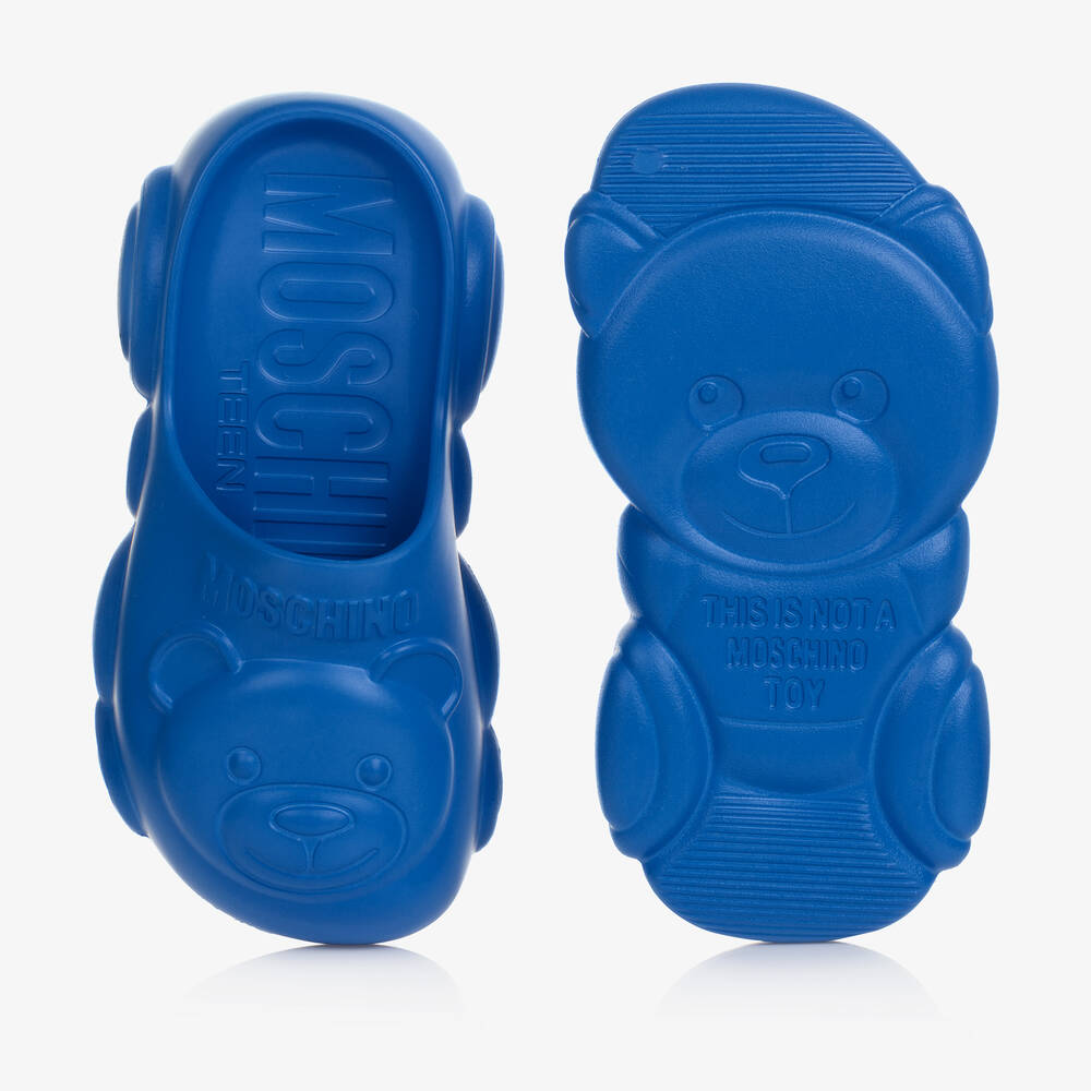 Moschino Кид-Тин-Синие сабо в форме медвежат для подростков | Childrensalon Outlet