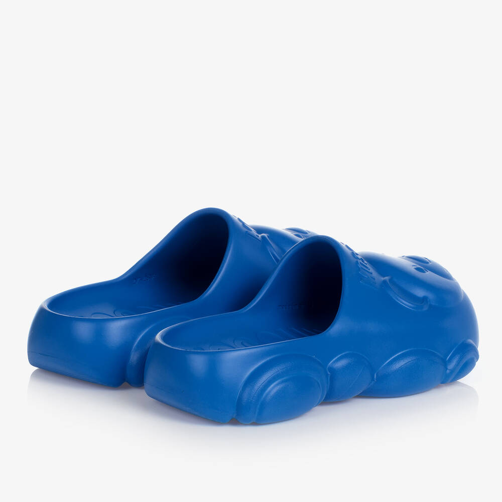 Moschino Кид-Тин-Синие сабо в форме медвежат для подростков | Childrensalon Outlet