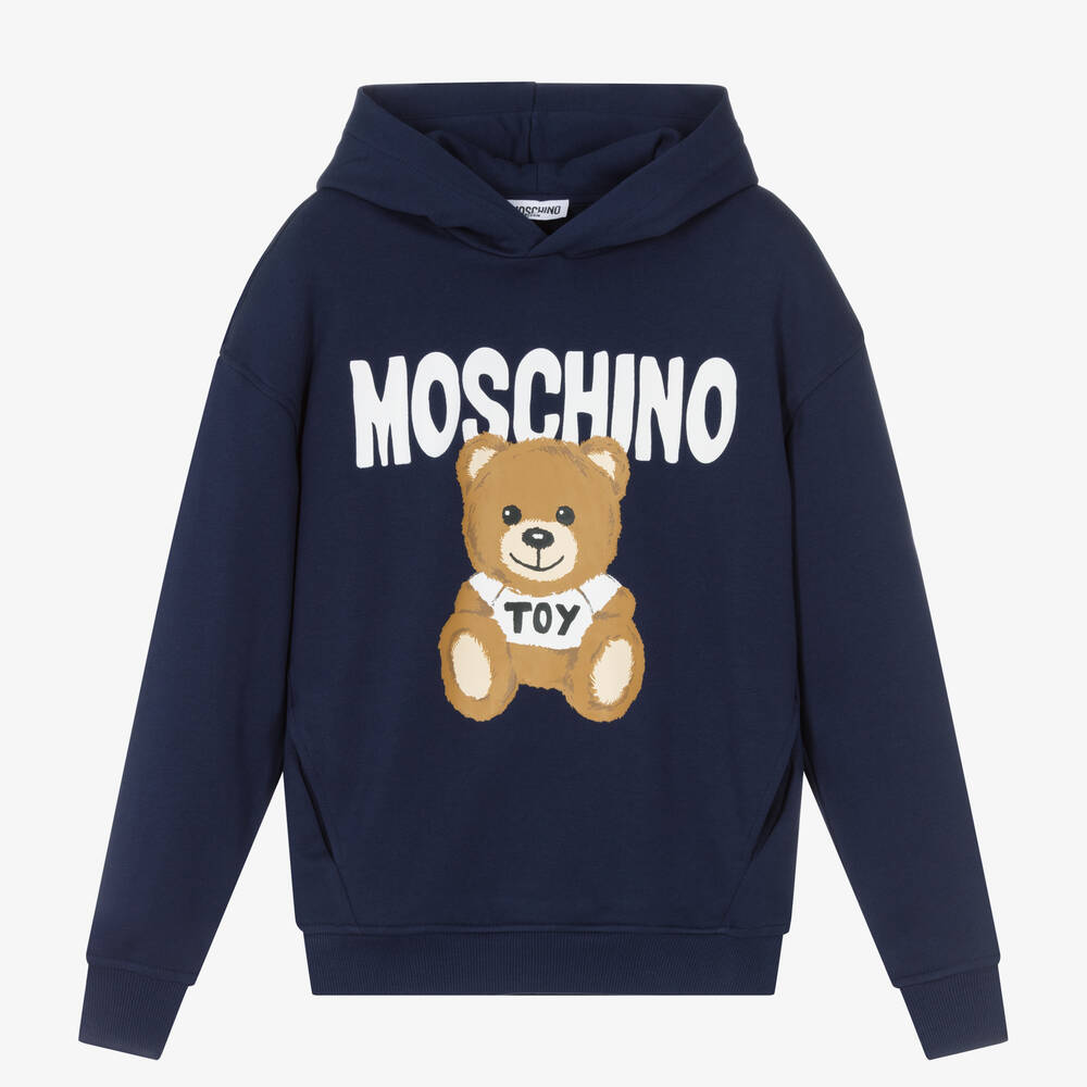 Moschino Kid-Teen - Teen Blue Teddy Bear Logo Hoodie | Childrensalon