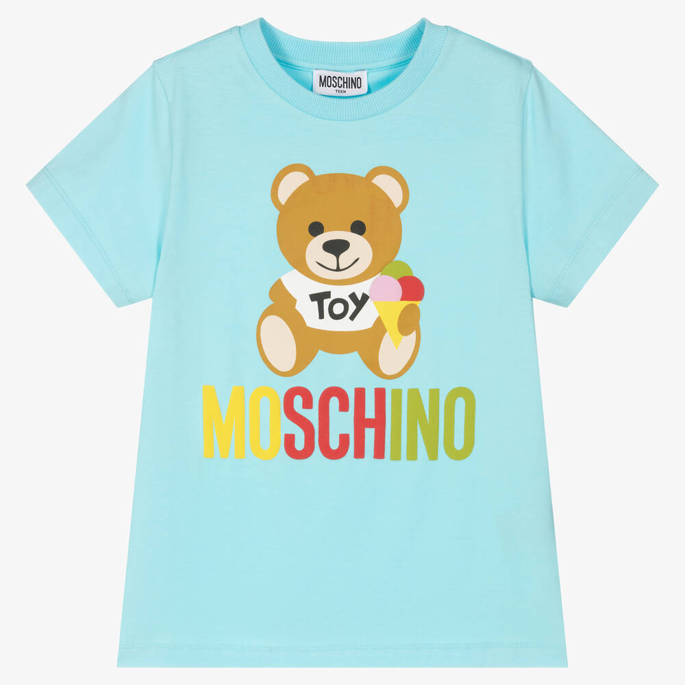 Moschino Kid-Teen - Blaues Teen T-Shirt mit Teddybär | Childrensalon