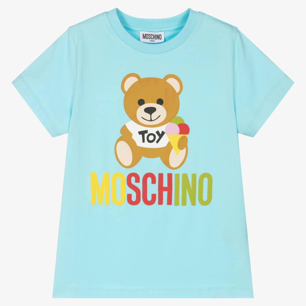 Moschino Kid-Teen - Teen Blue Teddy Bear Logo T-Shirt | Childrensalon