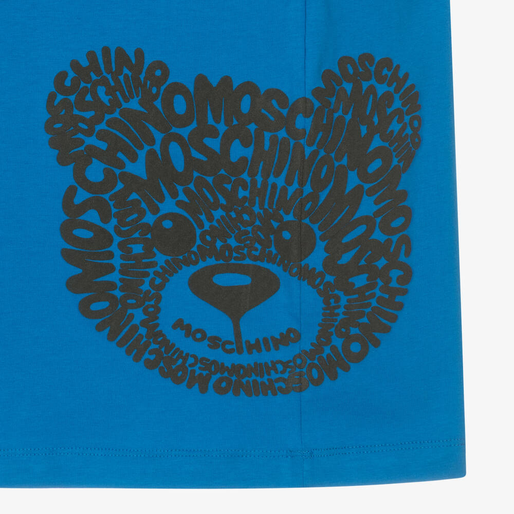 キッズ用トップス MOSCHINO KID TEEN 'Teddy' shirt Blue Moschino Kid-Teen - Teen Girls Navy Blue Teddy Logo T-Shirt