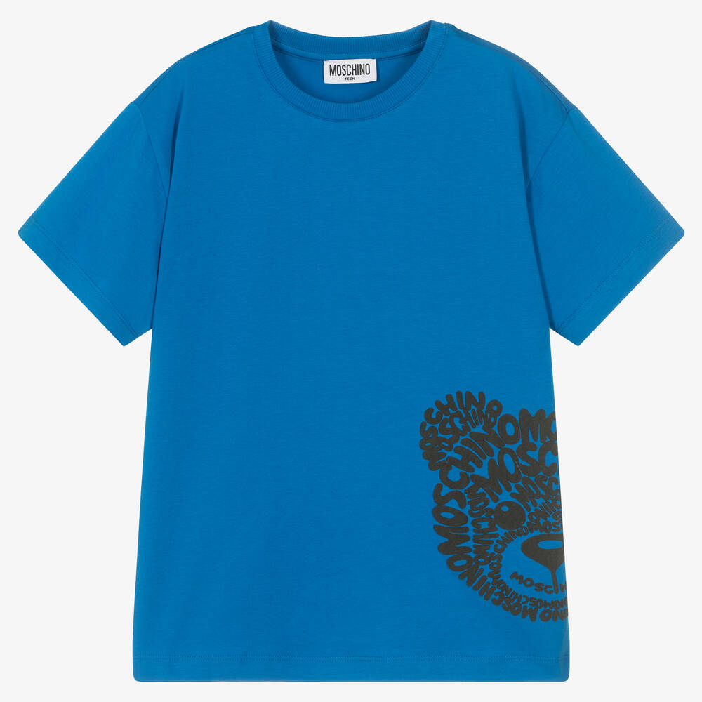Moschino Kid-Teen - Teen Blue Teddy Bear Logo T-Shirt | Childrensalon