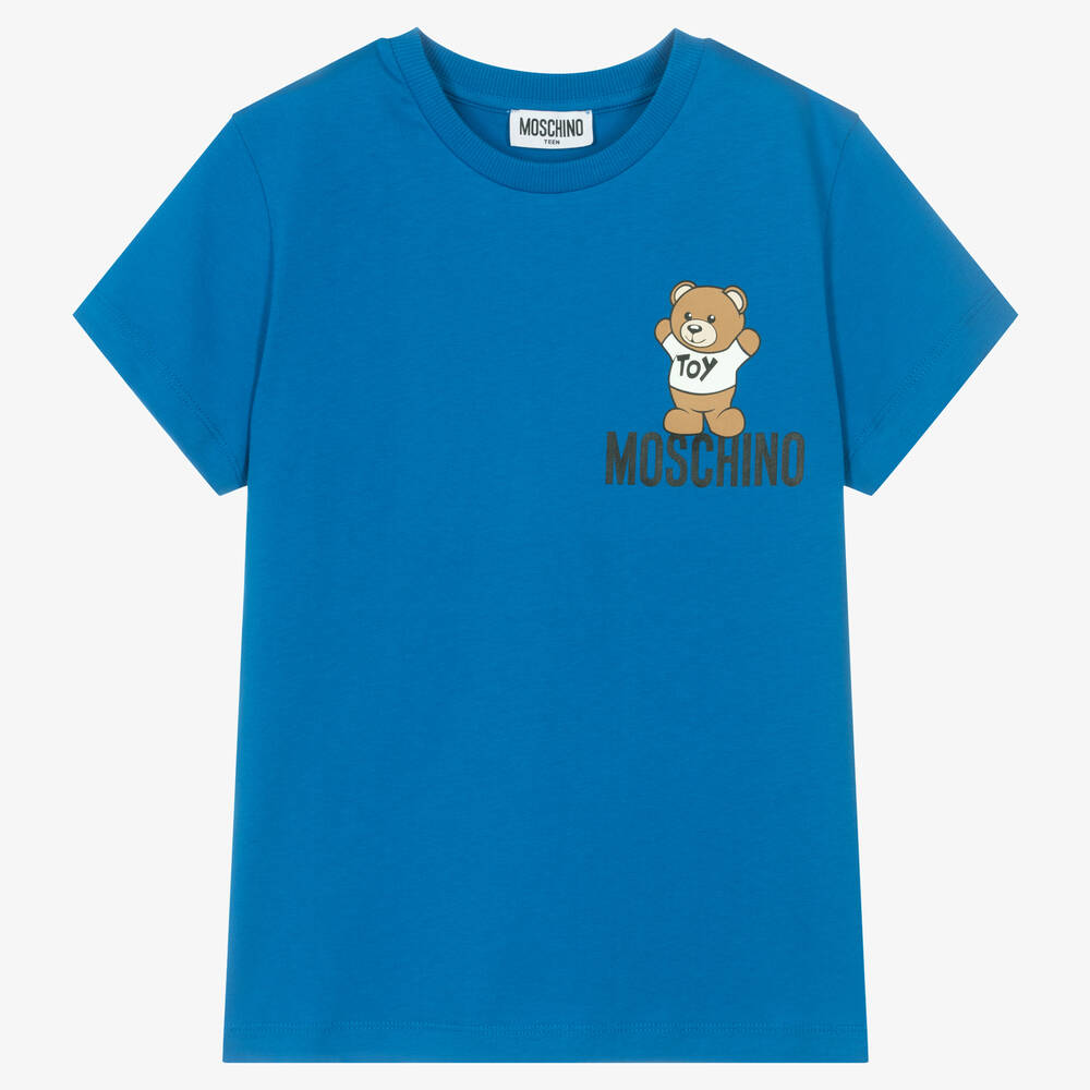 Moschino Kid-Teen - Teen Blue Teddy Bear Logo T-Shirt | Childrensalon