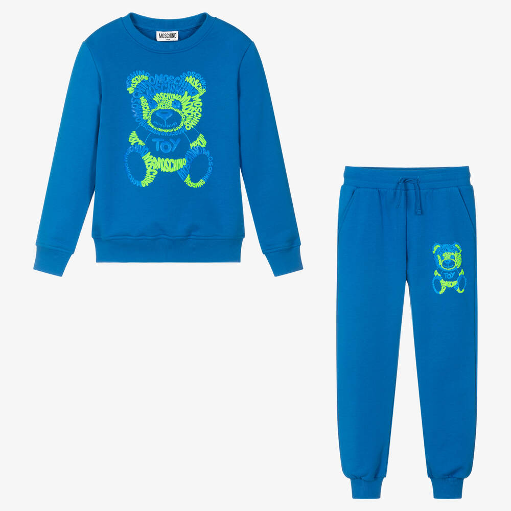 Moschino Kid-Teen - Teen Blue Teddy Bear Logo Tracksuit | Childrensalon