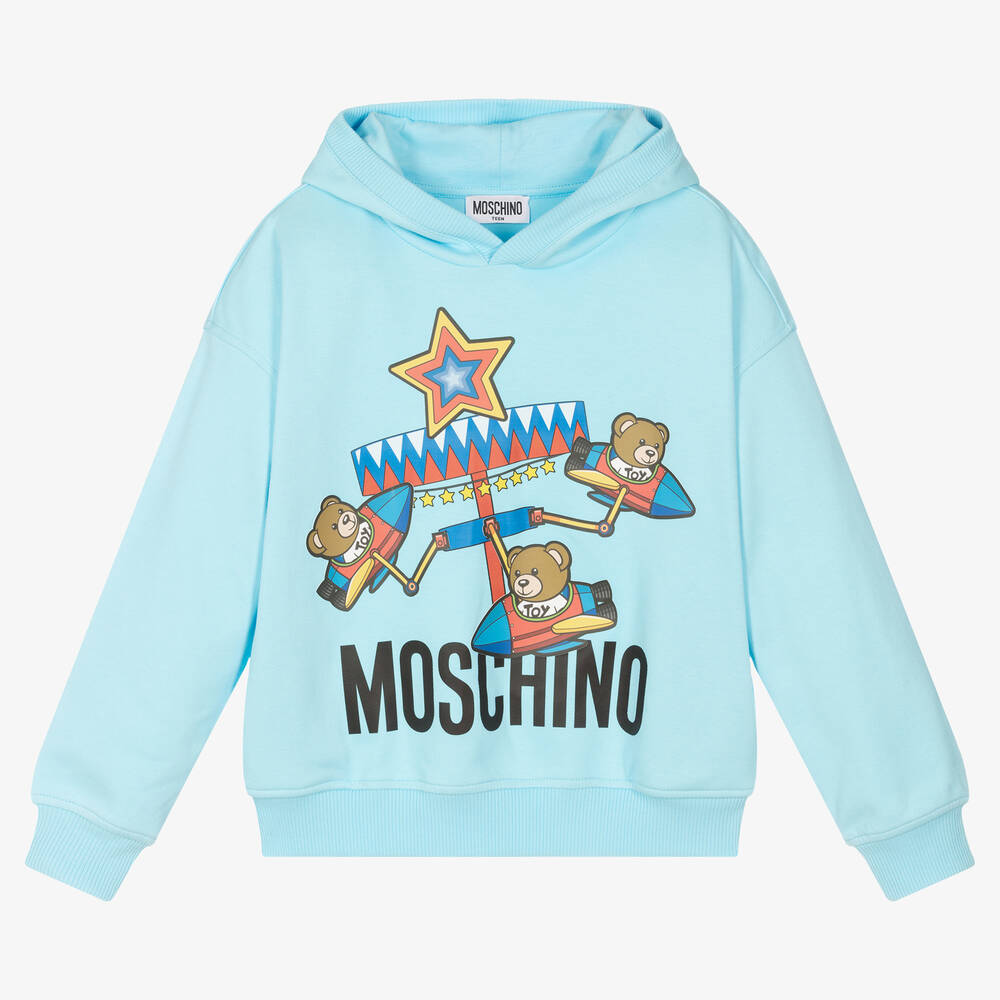 Moschino Kid-Teen - توب هودي تينز قطن لون أزرق فاتح | Childrensalon
