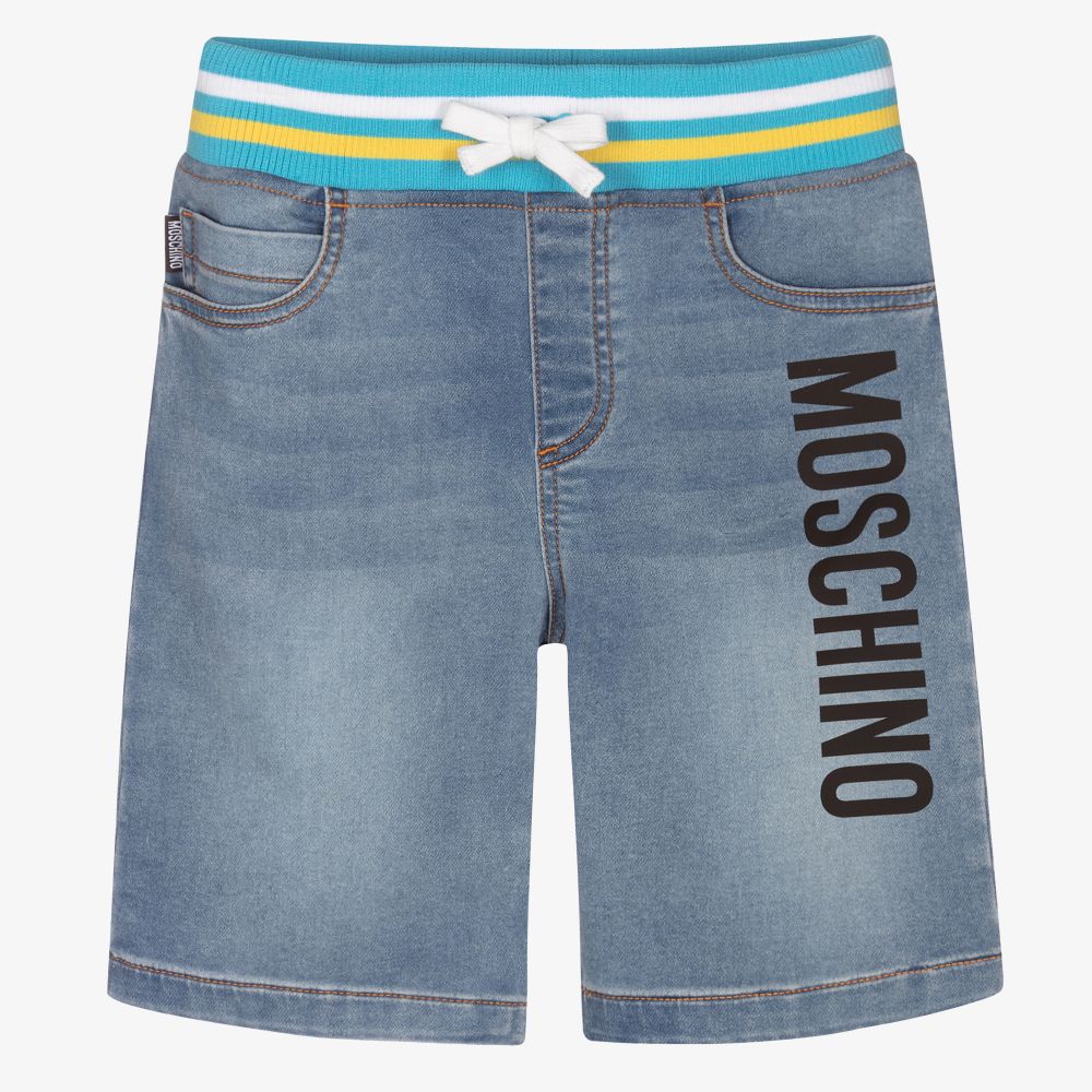 Moschino Kid-Teen - شورت تينز ولادي قطن جيرسي لون أزرق | Childrensalon