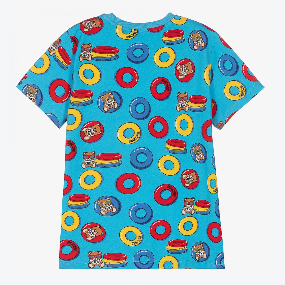 Moschino Кид-Тин-Голубая футболка с медвежатами для подростков | Childrensalon Outlet