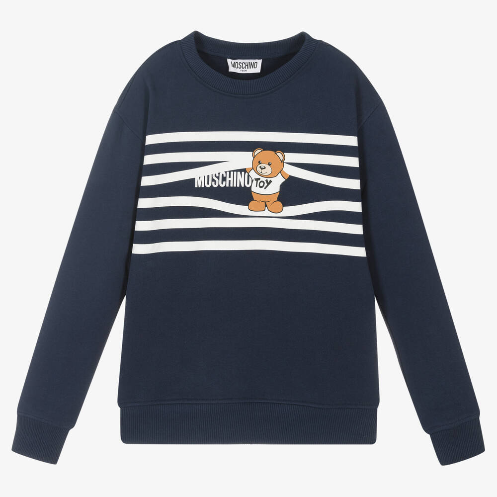 Moschino Kid-Teen - Blaues Teen Sweatshirt mit Teddy-Motiv | Childrensalon